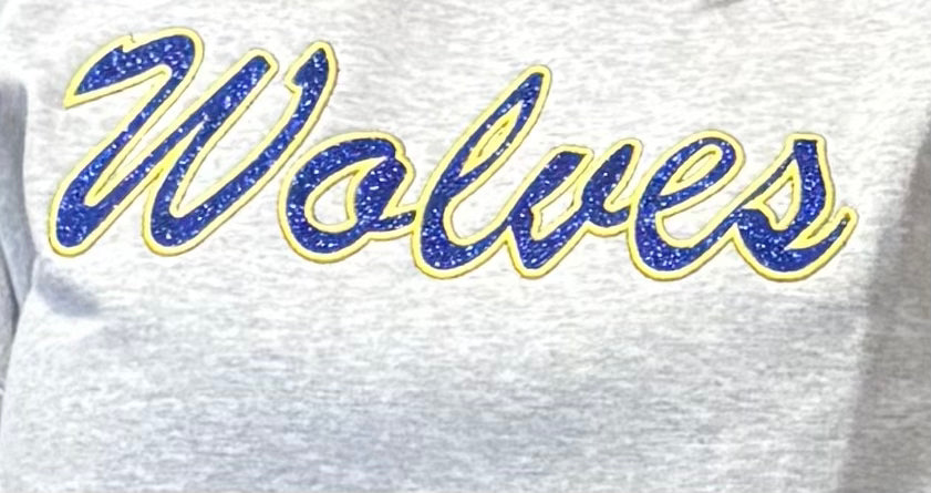 Wolves Script  Embroidery Sweatshirt