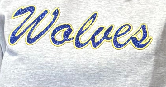 Wolves Script  Embroidery Sweatshirt