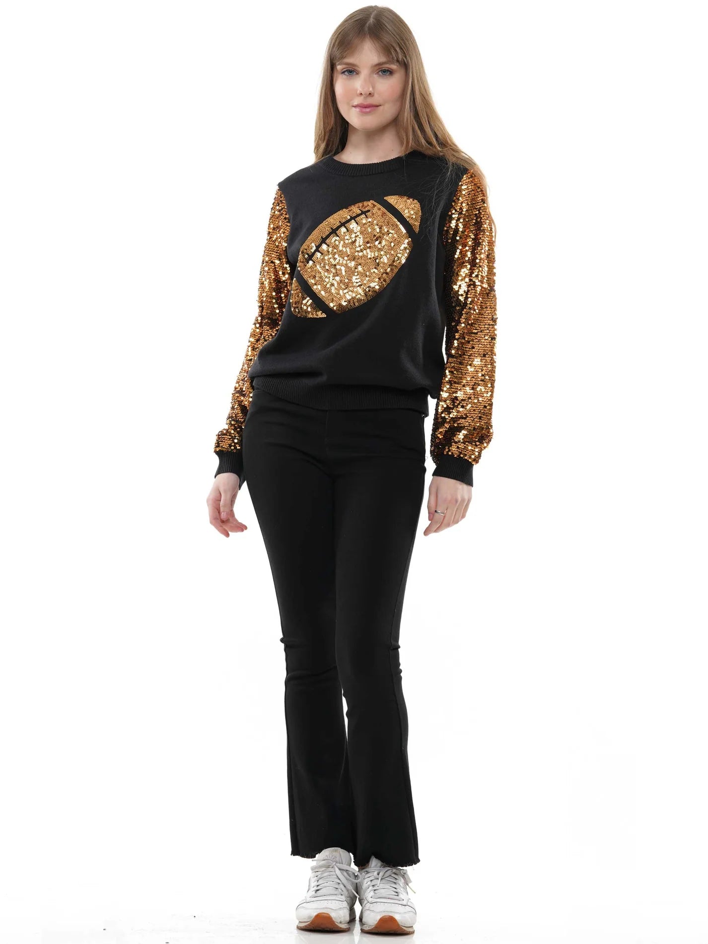 Black and Gold Football  Sequin top