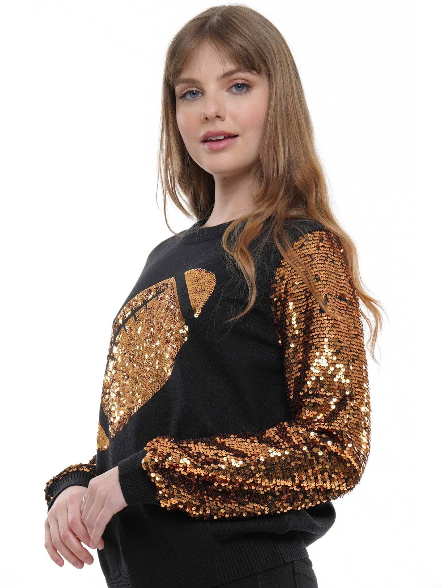 Black and Gold Football  Sequin top
