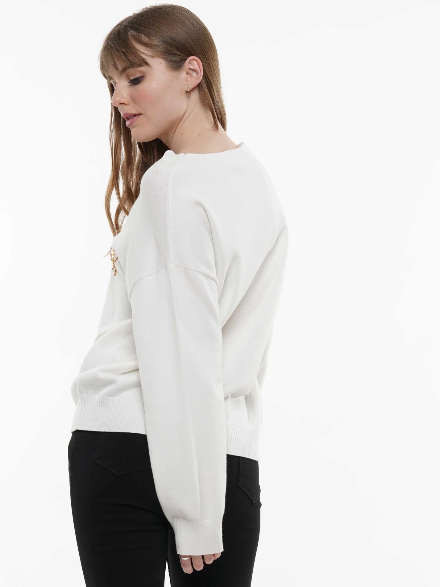 White with Gold Sequin Gameday Sweater