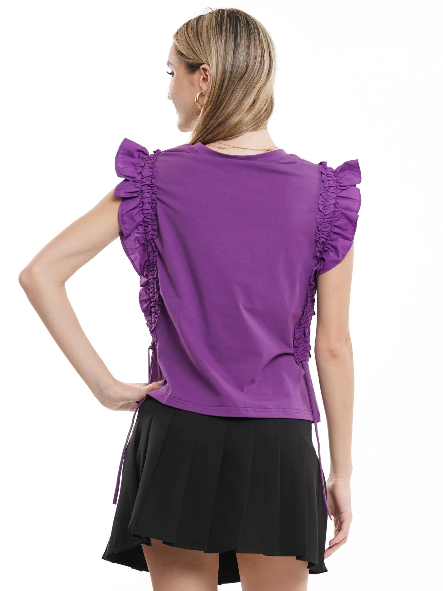 Tiger Chenille Ruffle Purple Top