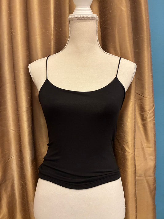 DOUBLE LAYERED SPAGHETTI CAMI Black