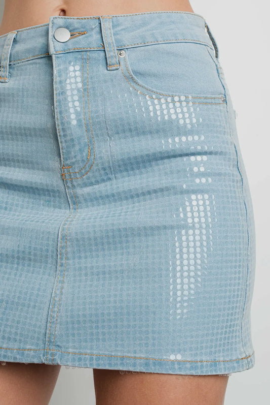 Cc Sequin stretch denim mini skirt