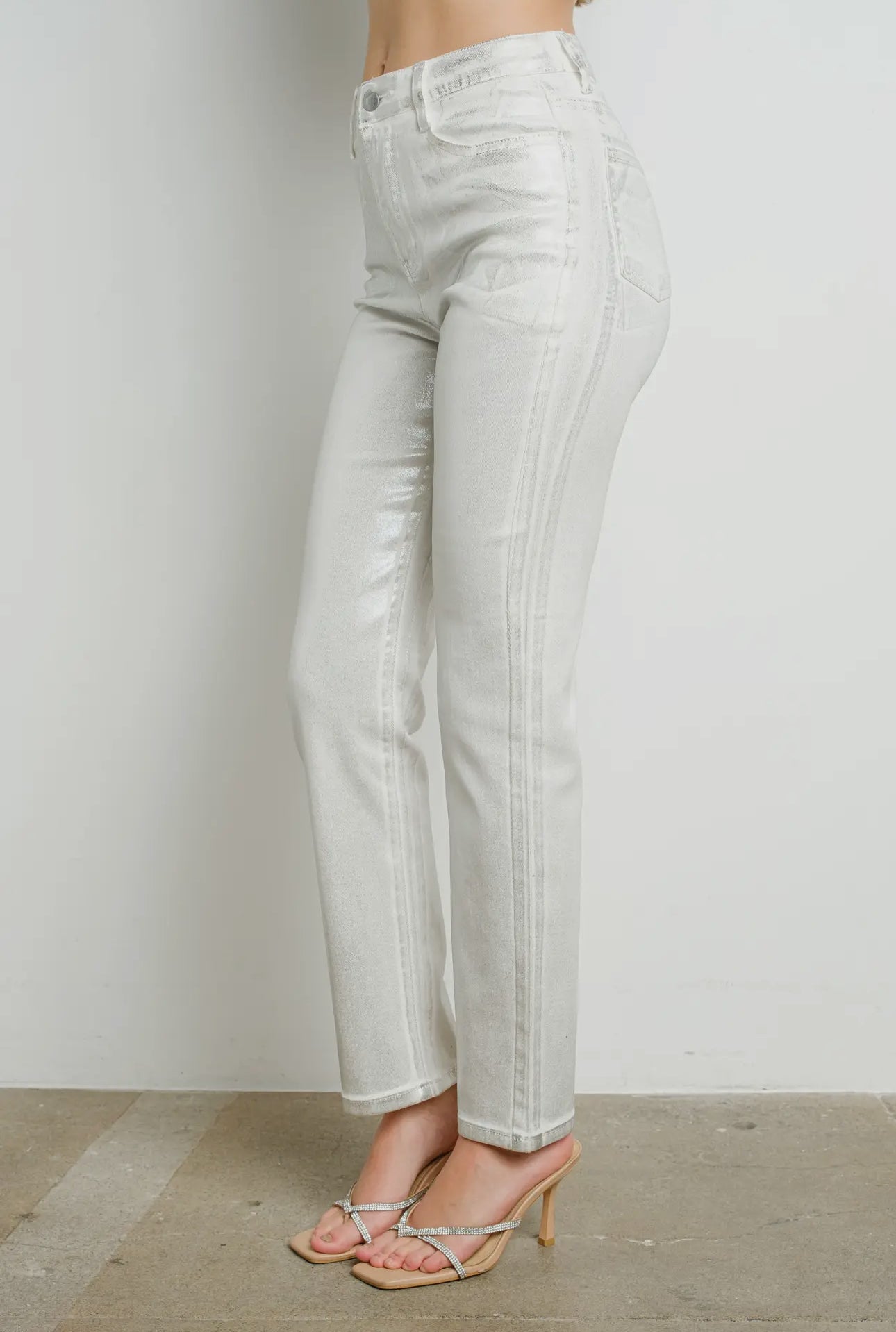 Cc High Rise Metallic stretch denim pants