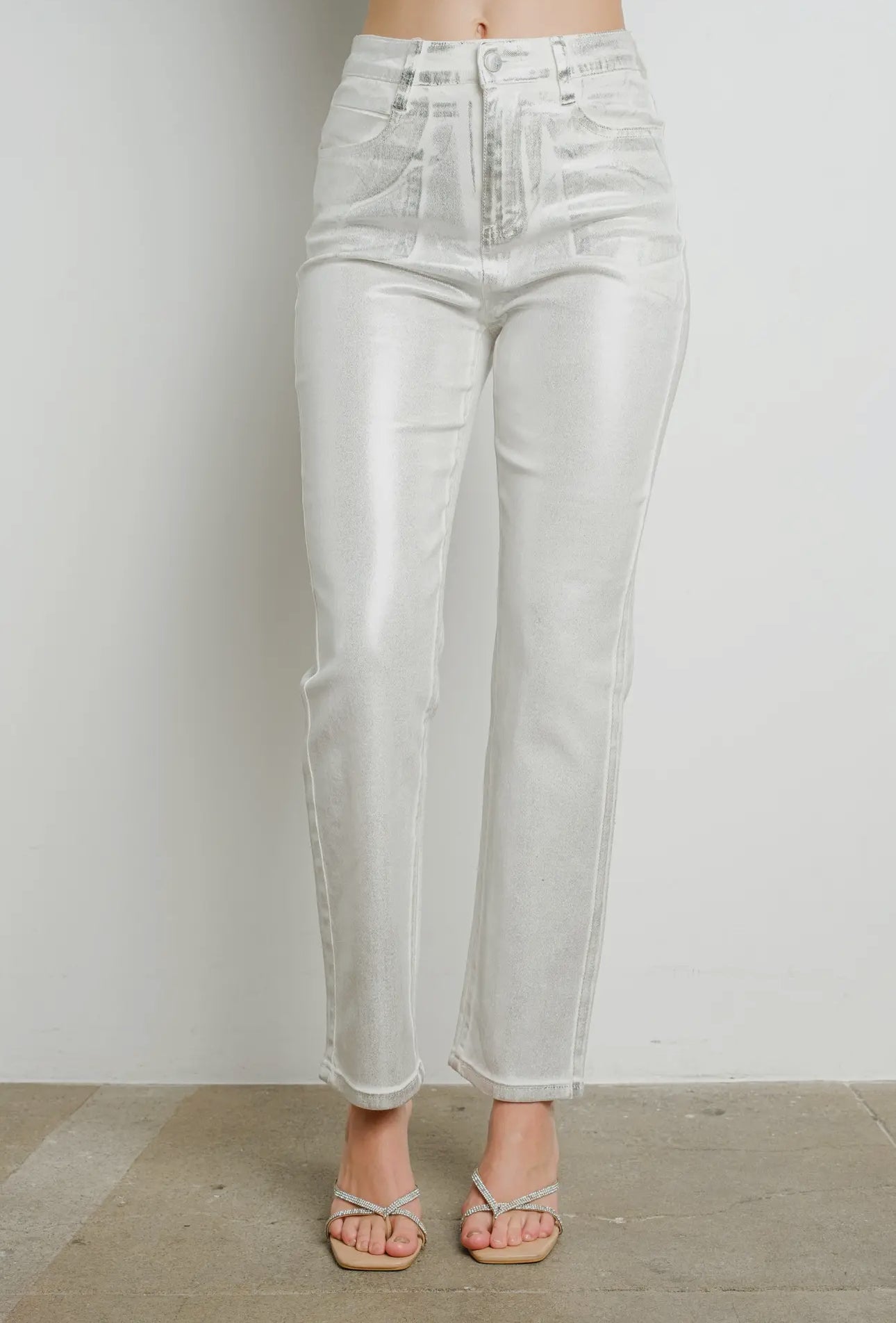 Cc High Rise Metallic stretch denim pants