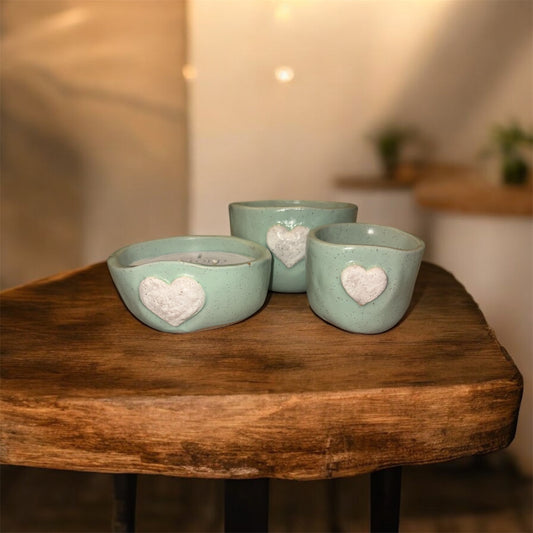 Green Heart Pottery Candles