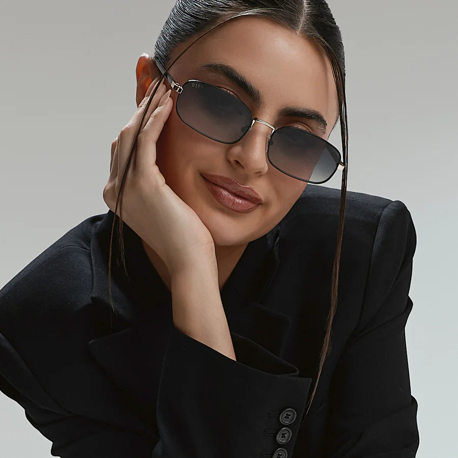 DIFF Trinity Black + Gold + Black Temples Sunglasses