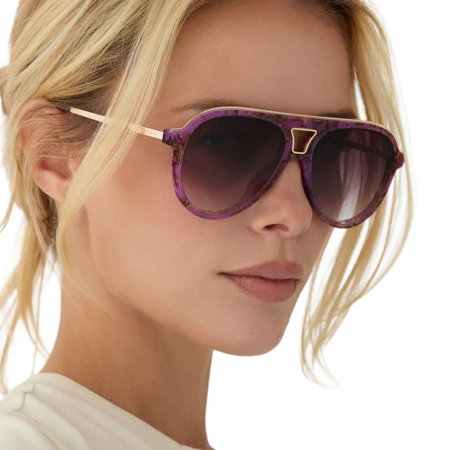 DIFF Tosca III Lavender Haze Tortoise Brown Gradient Sunglasses