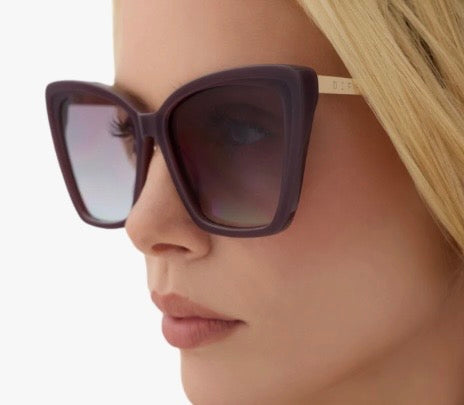 Side view of Diff Becky II cocoa powder sunglasses