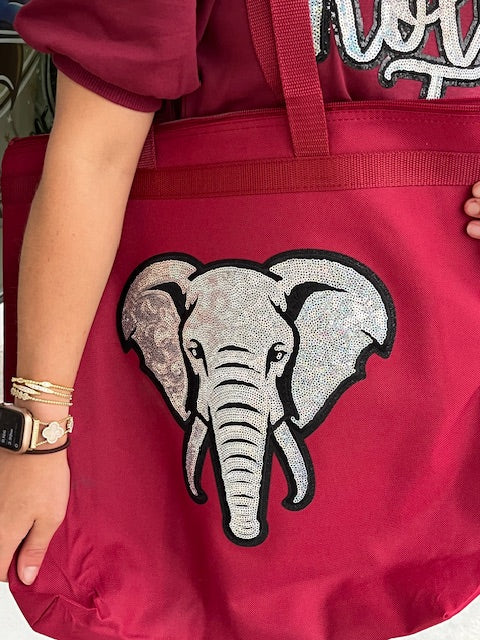 Sequin Elephant Tall Tote