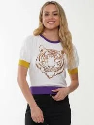 Tiger Sequin knit Short Sleeve