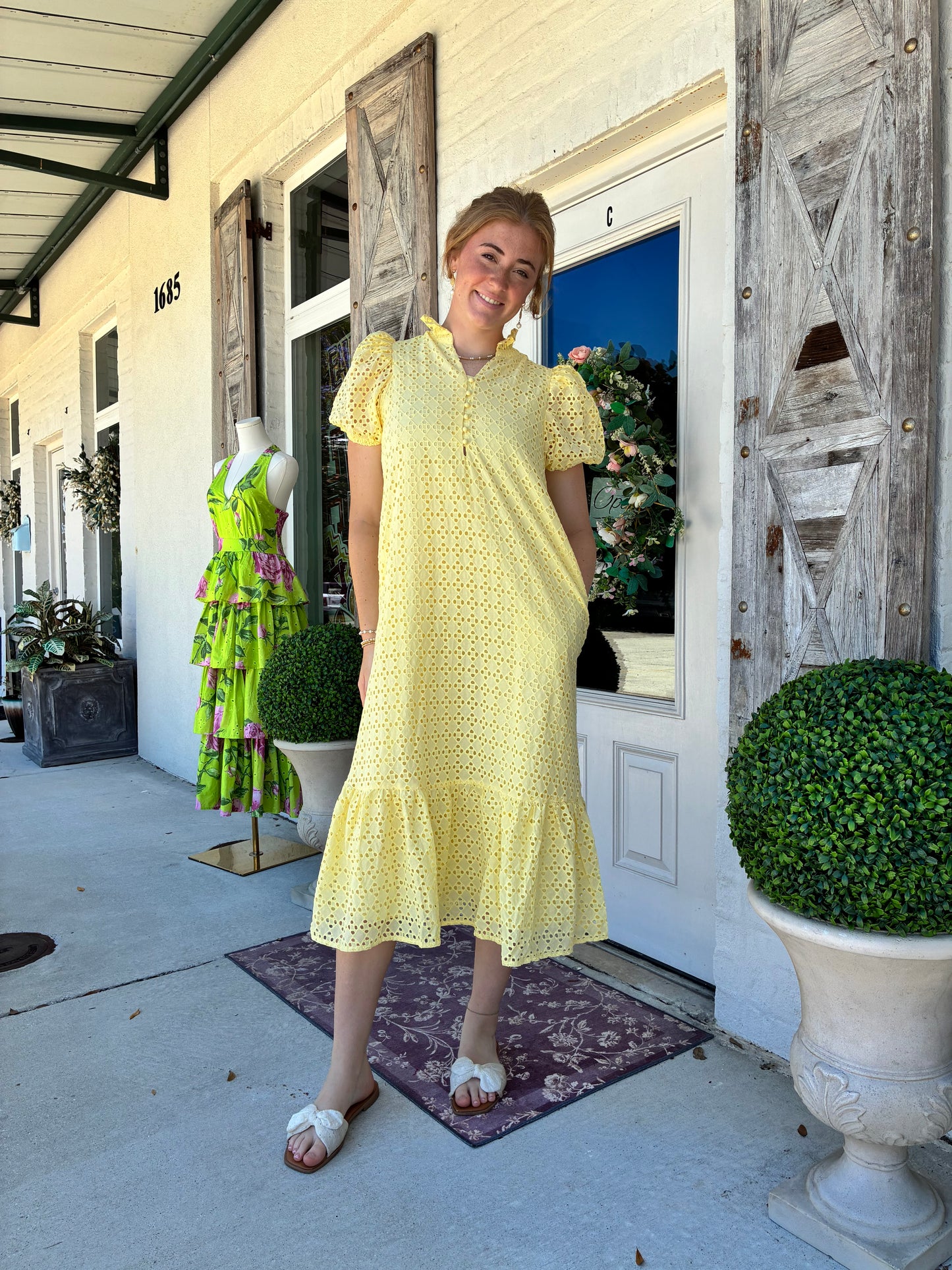 Sunshine and Reese Yellow Eyelet Dress