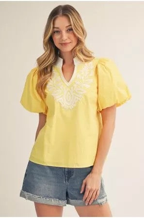 Bit of Sunshine Puff Sleeve Top
