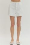 Front Seam White Shorts