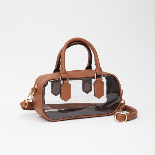 Tan Clear Crossbody Tote Bag