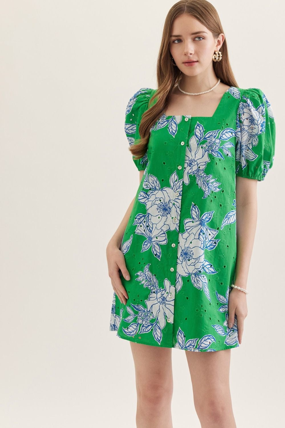 The Stacy Green Botanical Print Dress