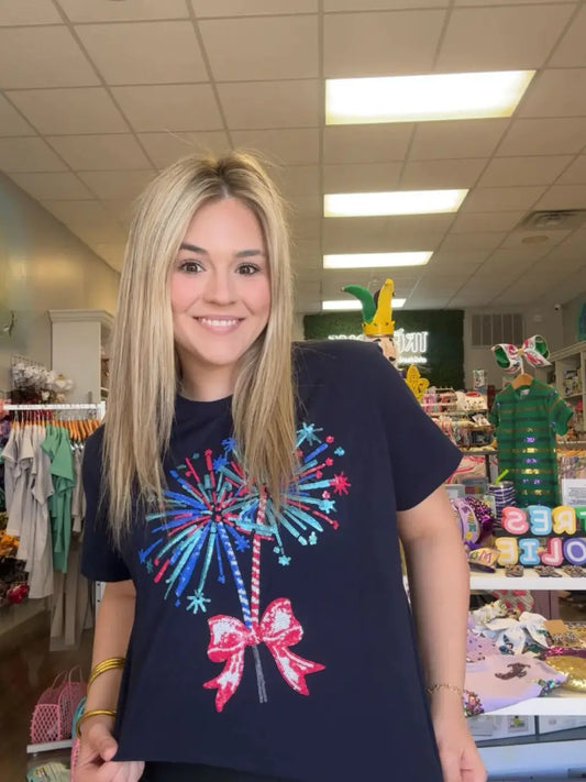 Navy Firework Sequin Tee