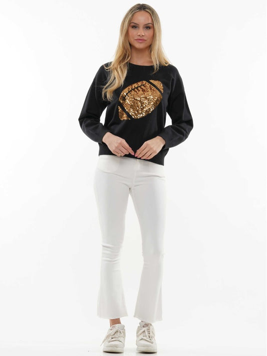 Saints Black with Gold Footballs knit sweater - Curvy Collection