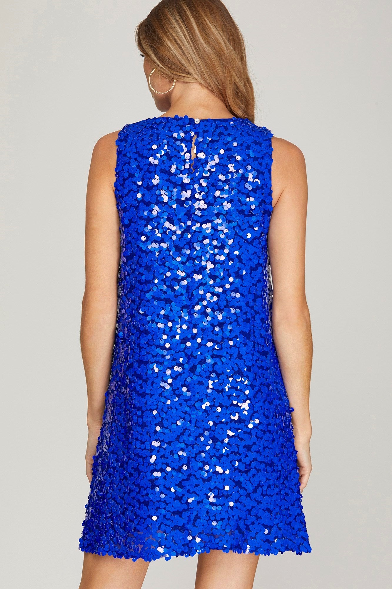 Cobalt Blue Matte Sequin Dress