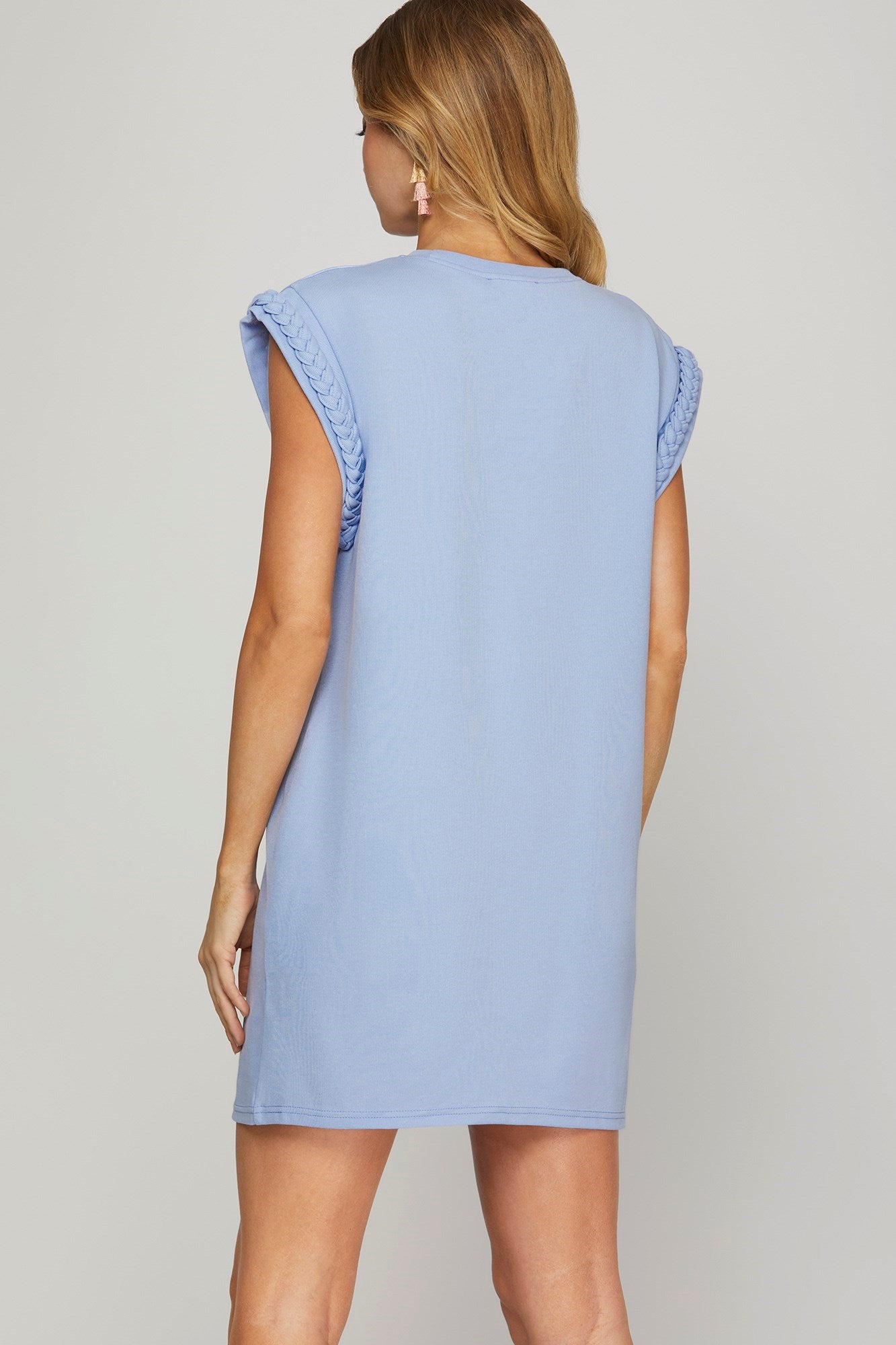 Light Blue with Braided Rope sleeve dress