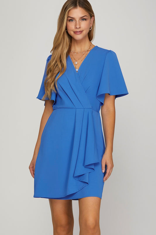 Diva Blue Ruffled Wrap Dress