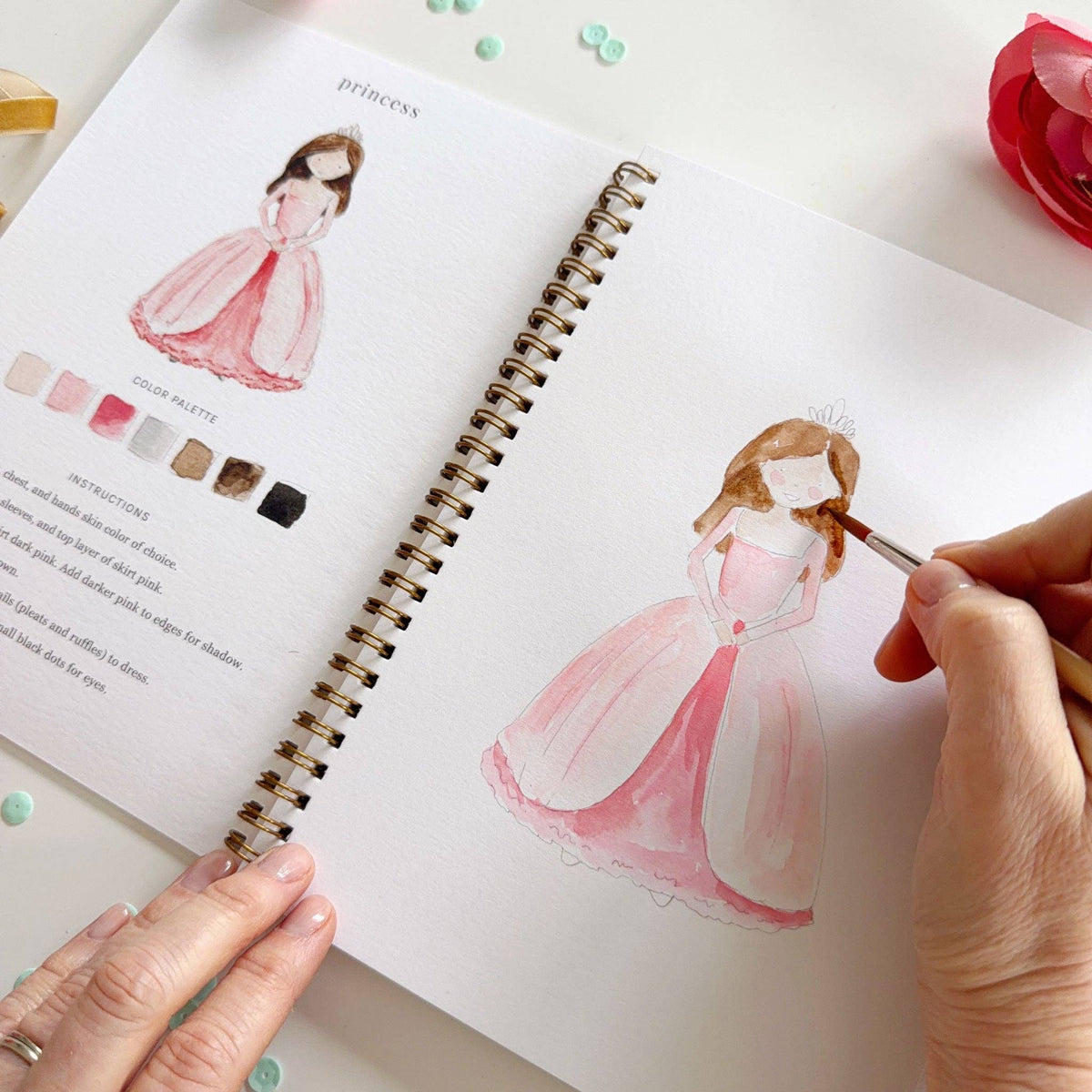 Painting a princess gown in watercolor