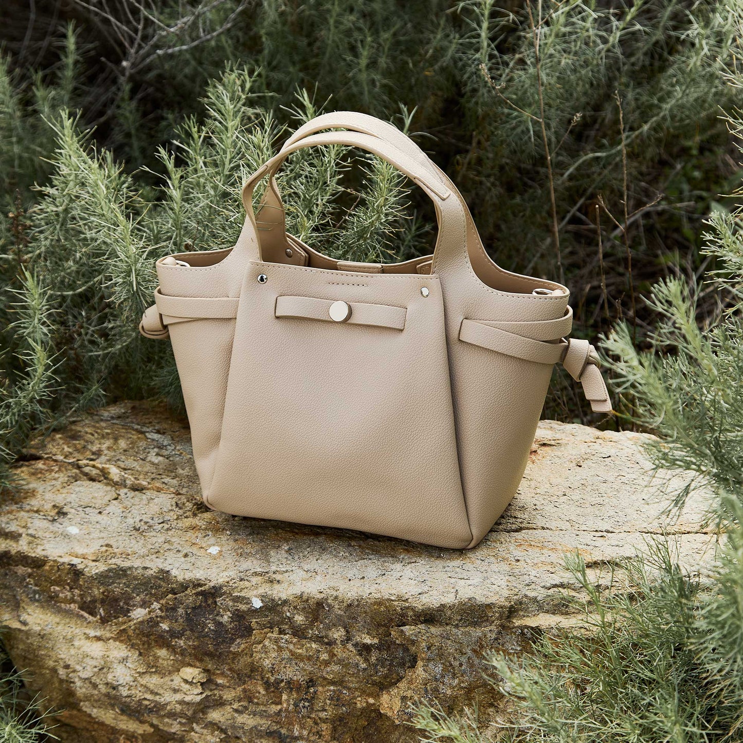 Avril Nude Recycled Vegan Leather Top Handle Bag