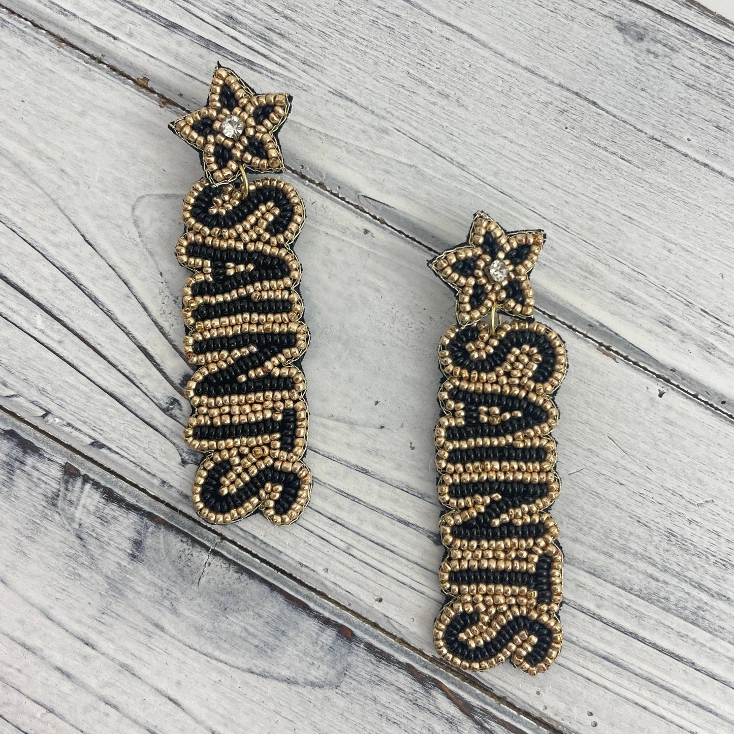 Saints Beaded Earrings with Star Detail