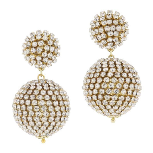 Pave Crystal Dome Post & Pave Crystal Chunky Sphere Earrings