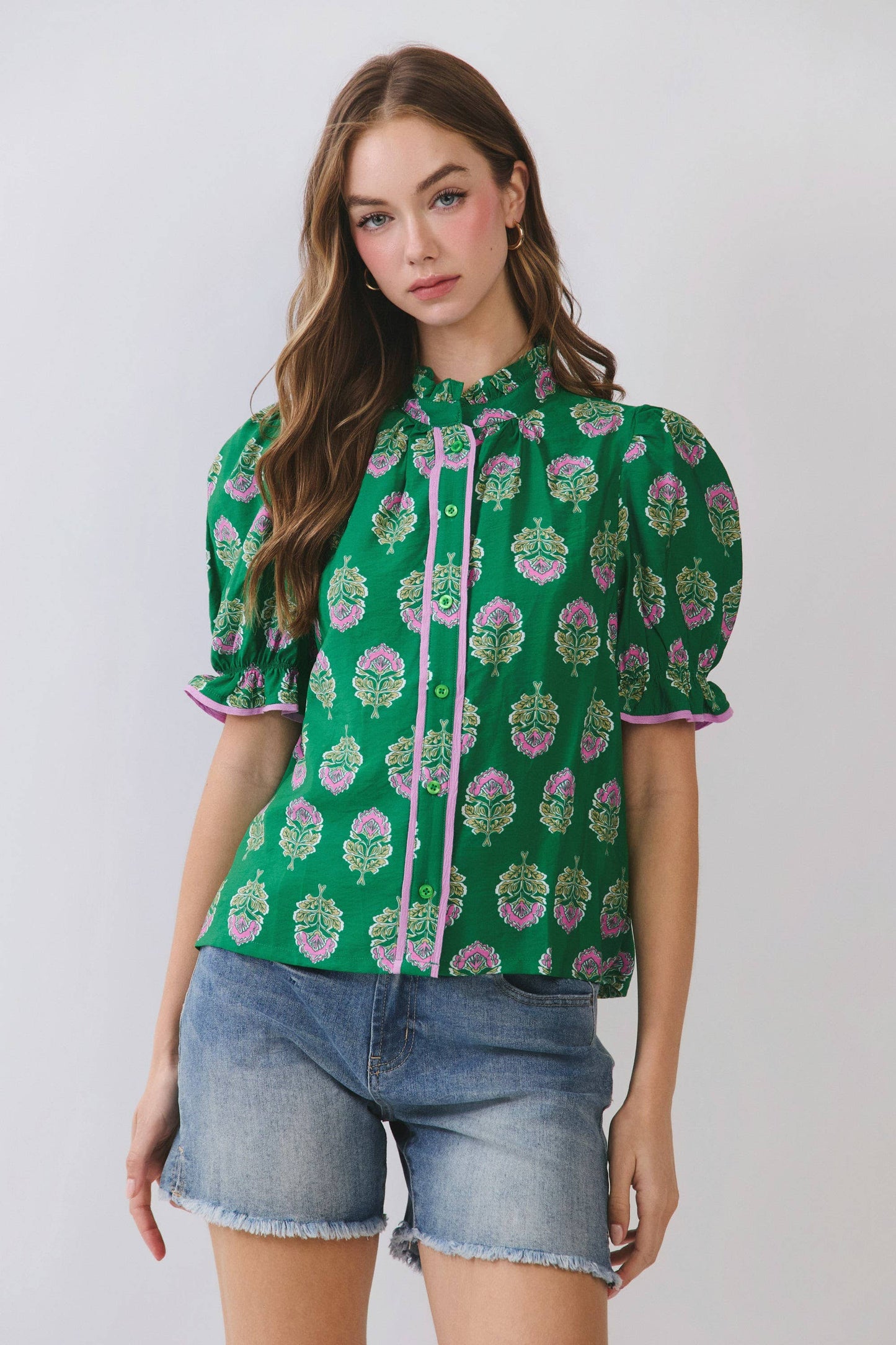Green Fresh Blooms Top