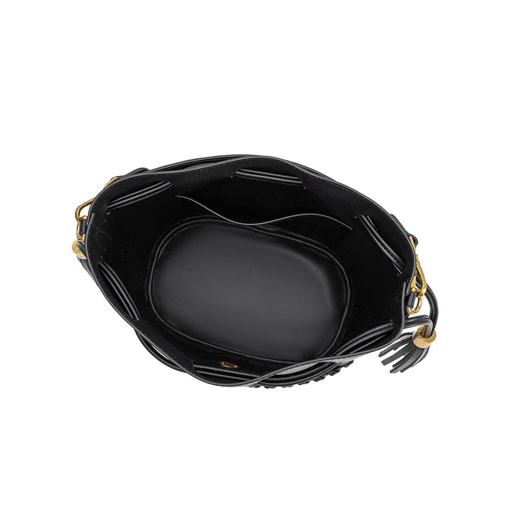 Janae Black  Vegan Leather Top Handle Bag