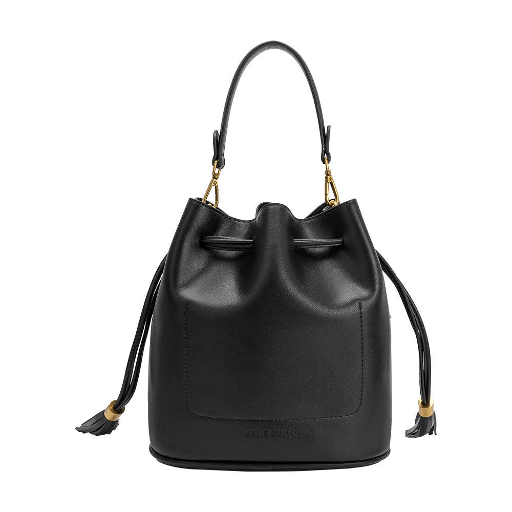 Janae Black  Vegan Leather Top Handle Bag