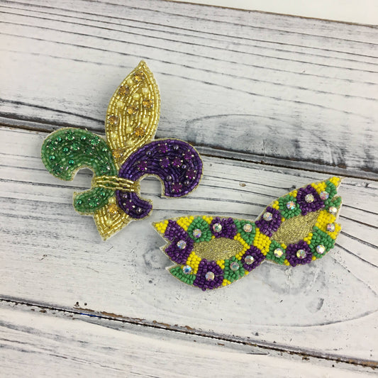Beaded Mardi Gras pin set