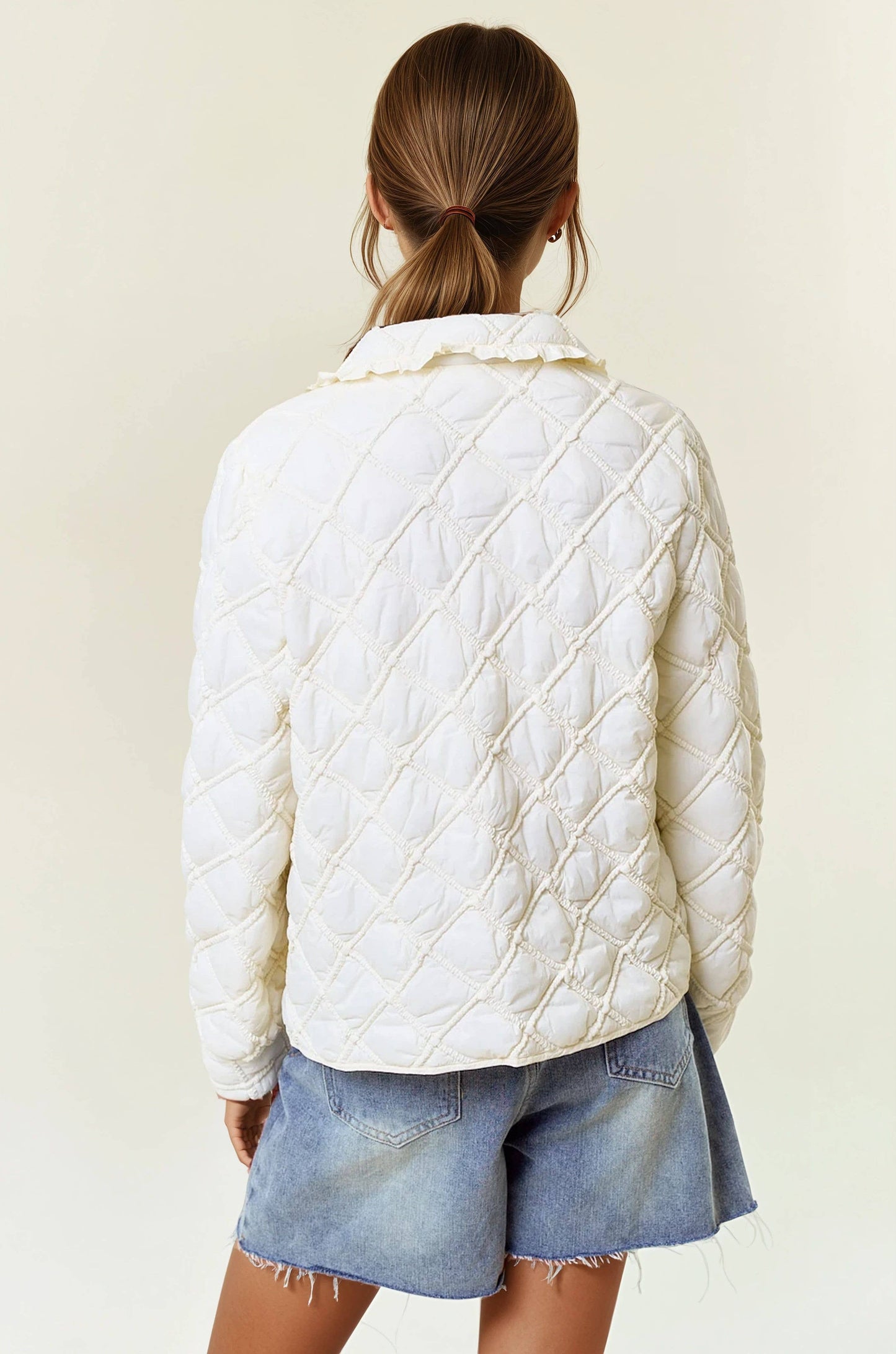 Lauren Ruffled Collar Quilted Jacket