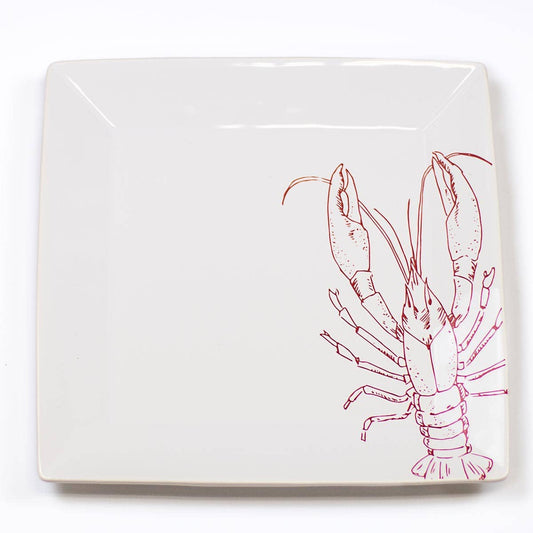 Crawfish Feast Platter   White/Red   11.5x11.5