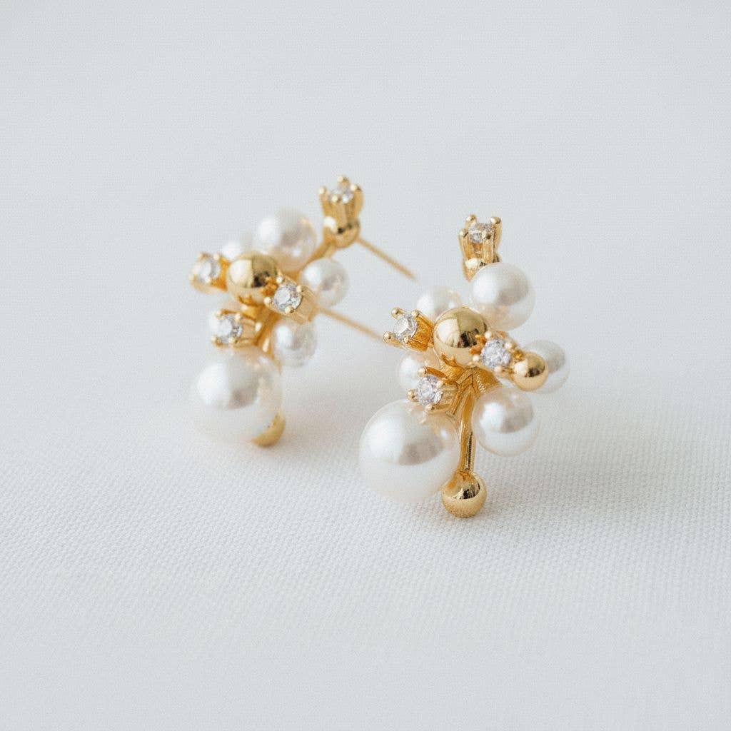 Elegant Geometric Pearl Drop Earrings
