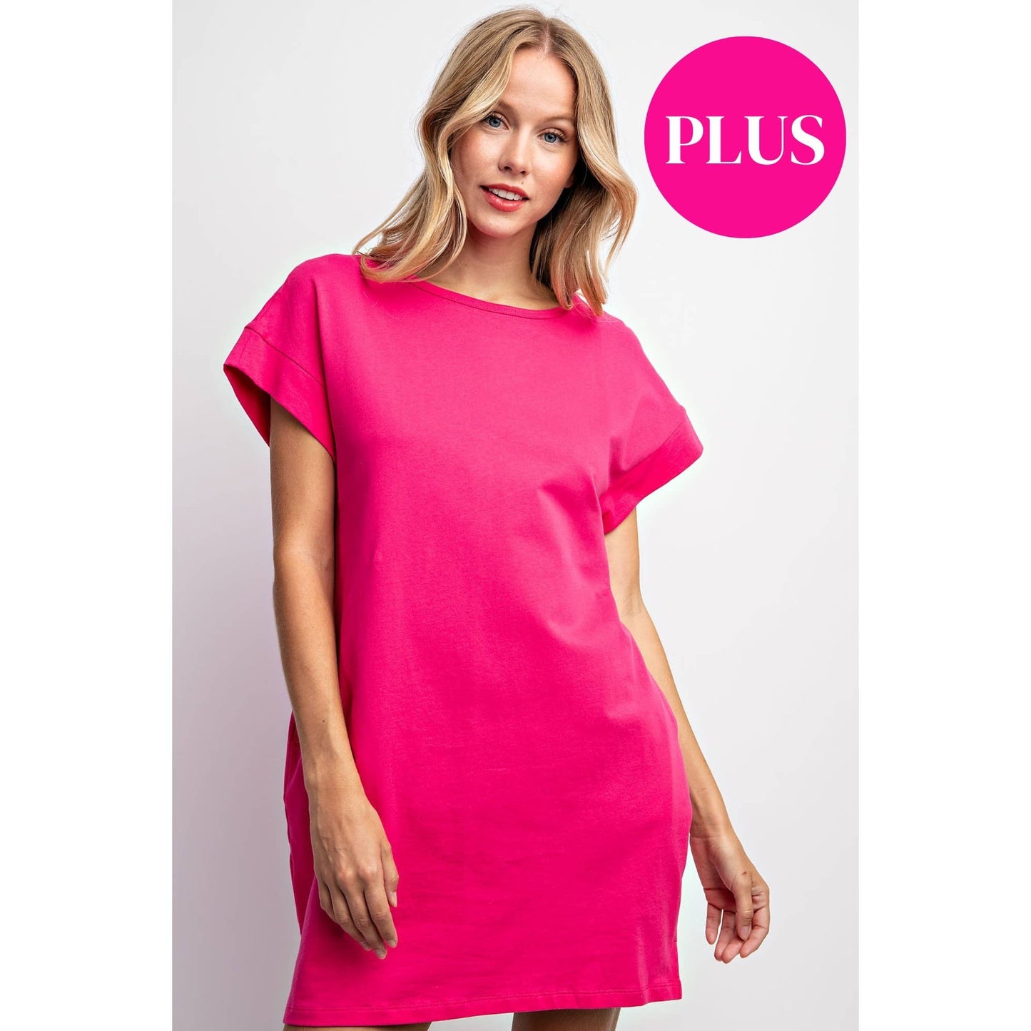 Fuchsia T Shirt Mini Shift Dress