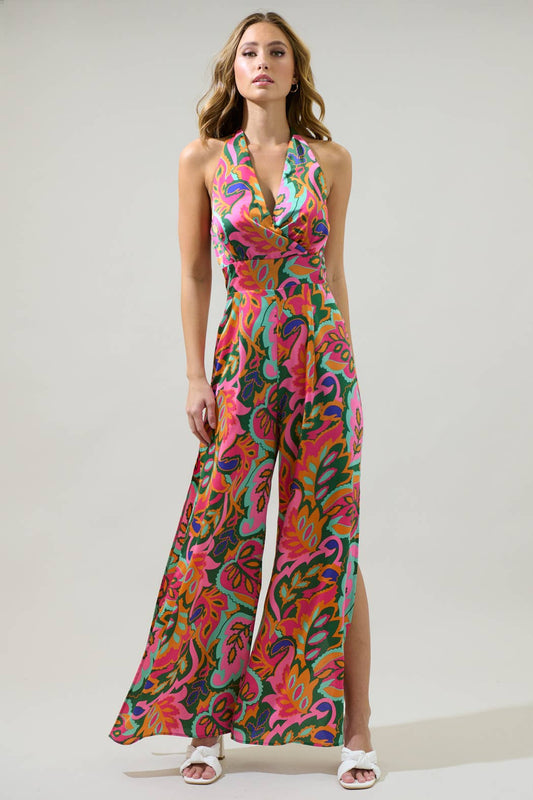 Lilia Tropical Floral Magic Moment Halter Jumpsuit