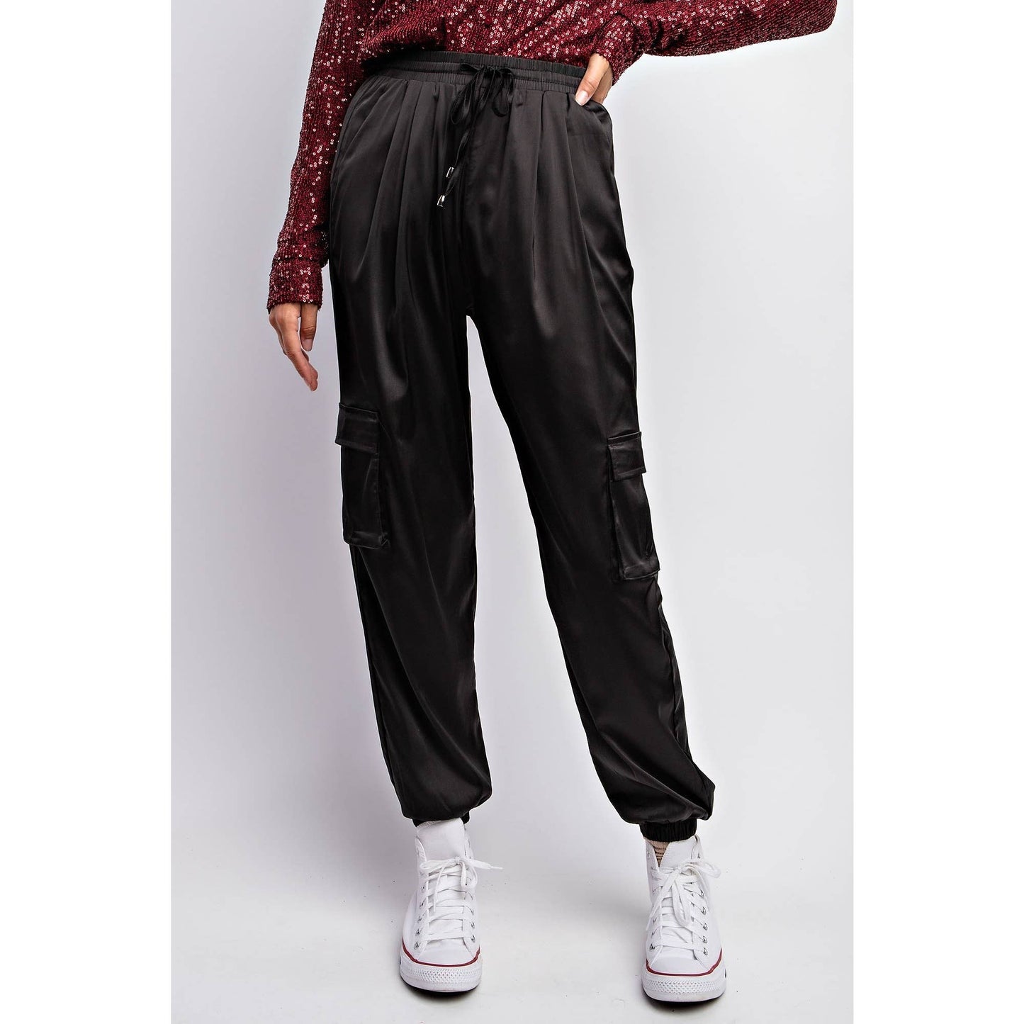 SATIN CARGO JOGGER PANTS