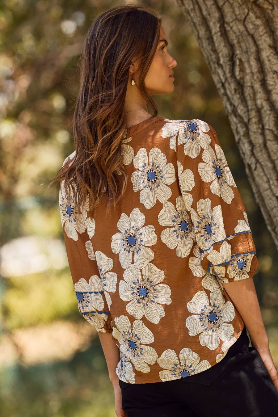 Floral Printed 3/4 Sleeve Blouse