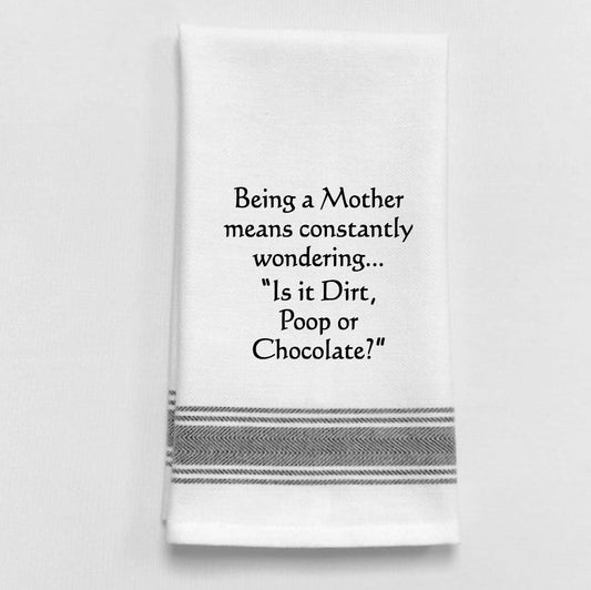 White Kitchen Towel "Being a Mother means..."