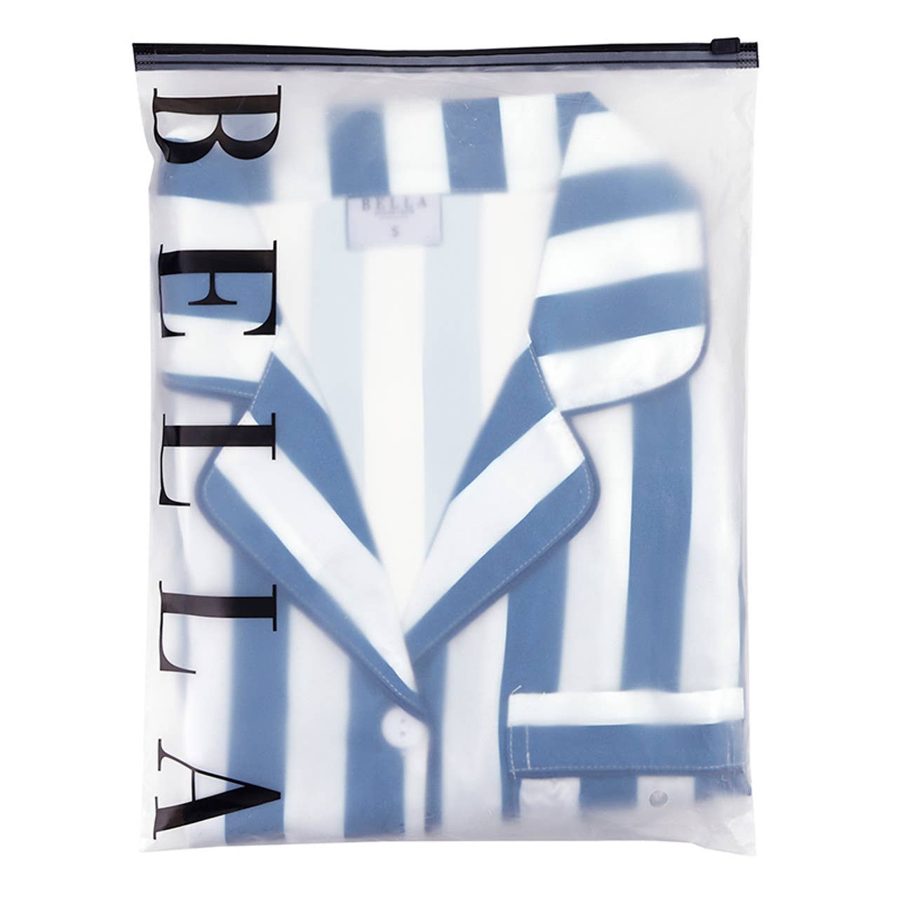 Ruffle Short PJ Set With Velvet Tie - Blue Stripe