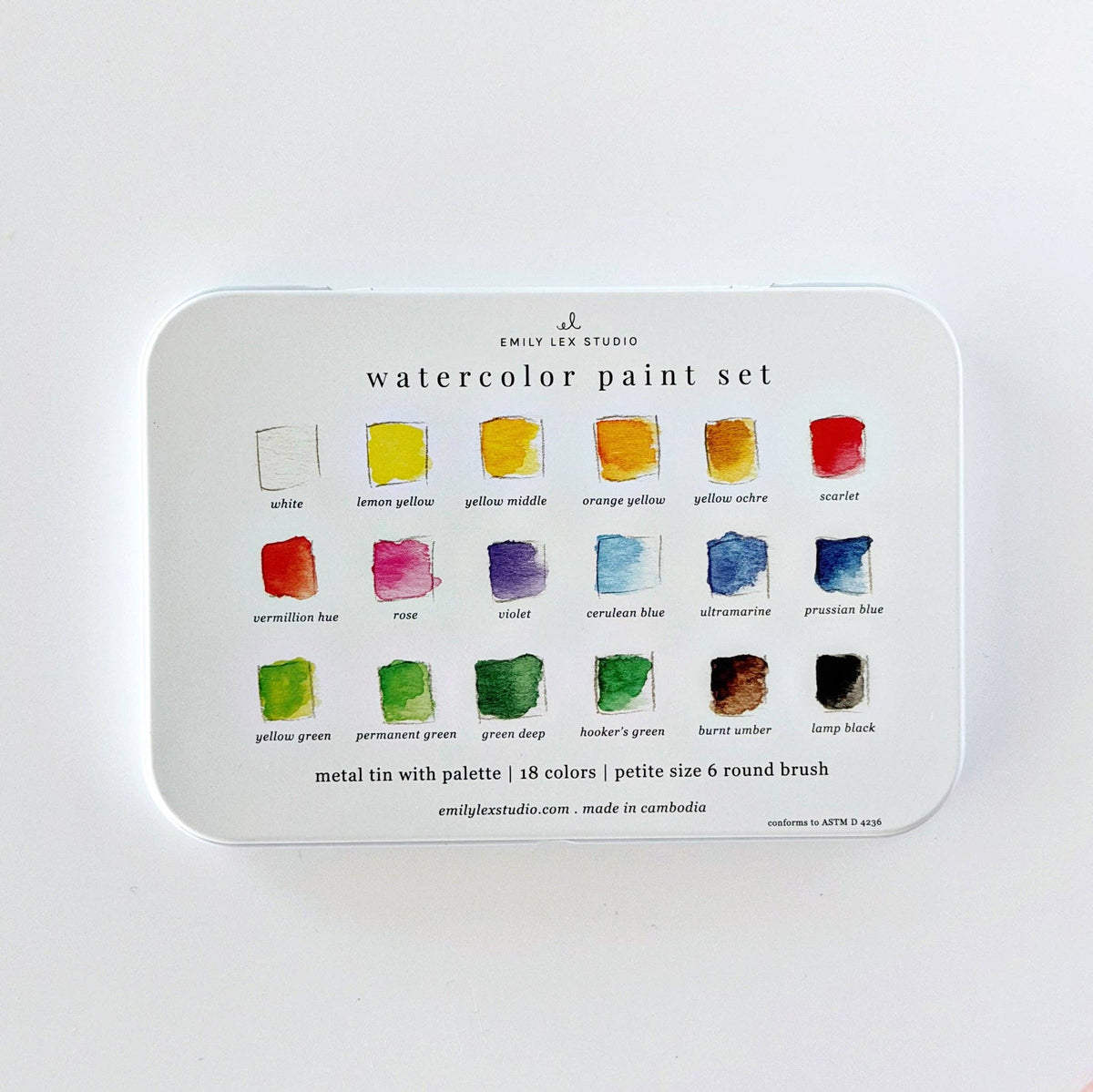 Watercolor paint set tin