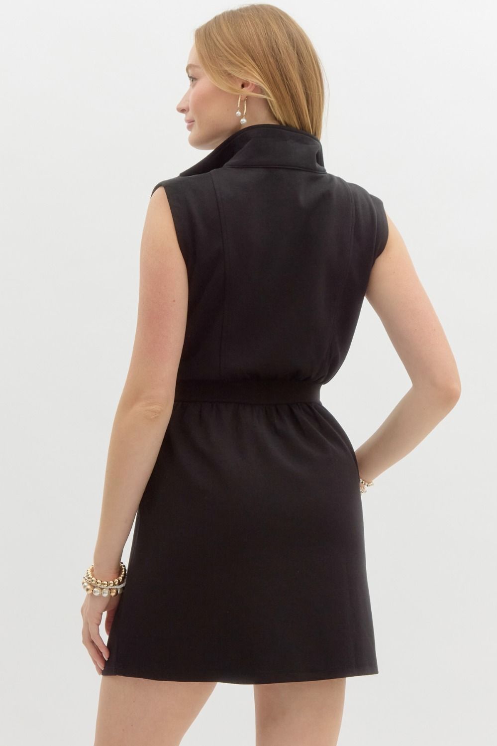 Ready for Anything Black Sleeveless zip-up Dress