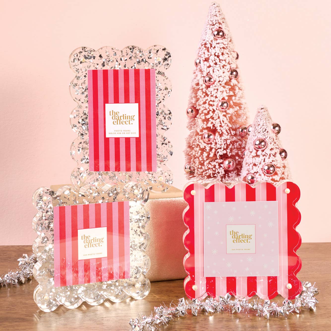 Square Scalloped Acrylic Frame-Peppermint Stripes
