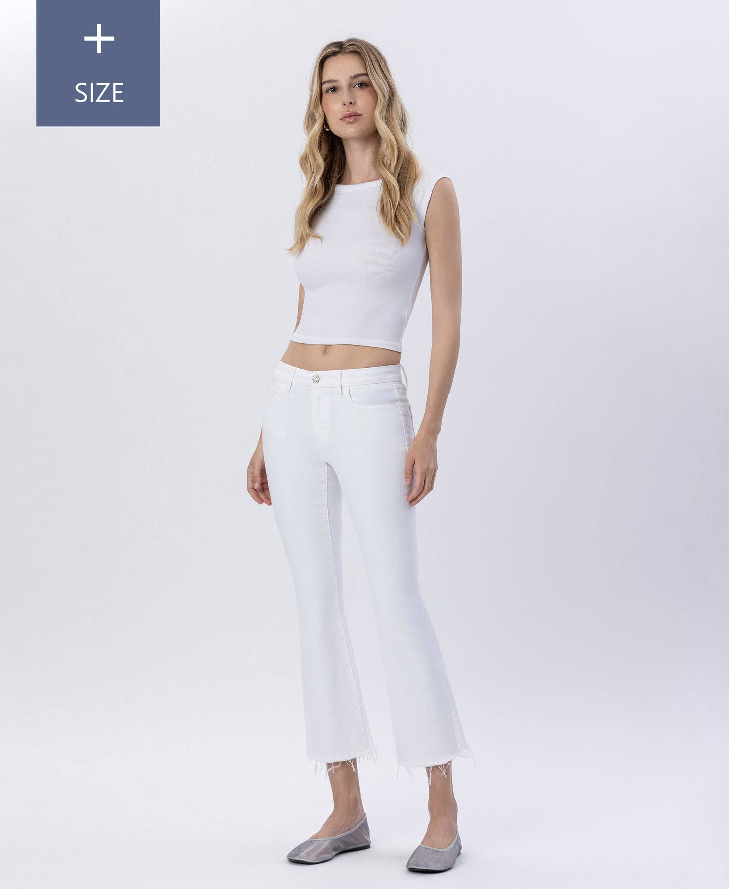 Mia Mid Rise Crop Flare Jeans - Peacock Curves