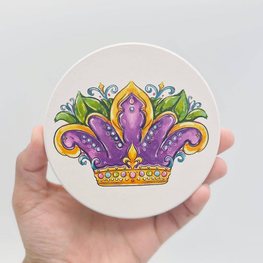 Carnival Queen Crown Mardi Gras Round Coaster - NOLA Decor