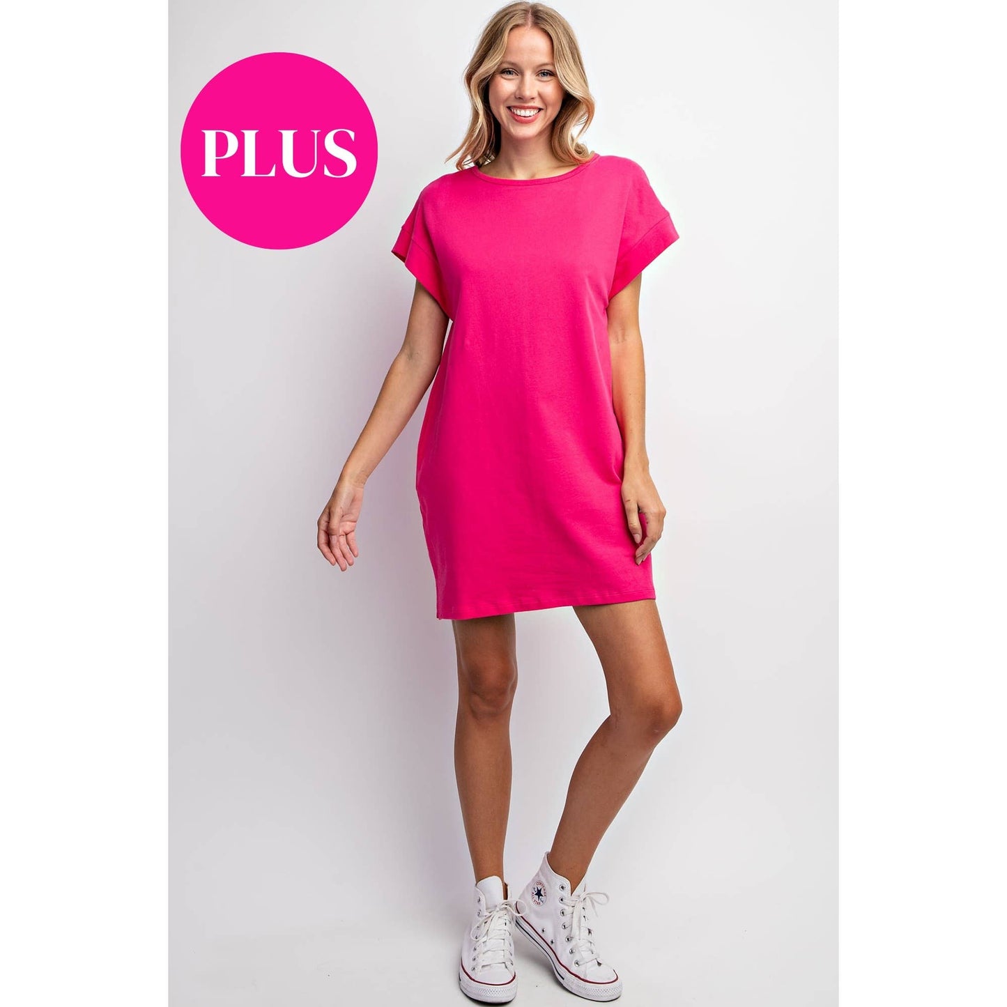 Fuchsia T Shirt Mini Shift Dress