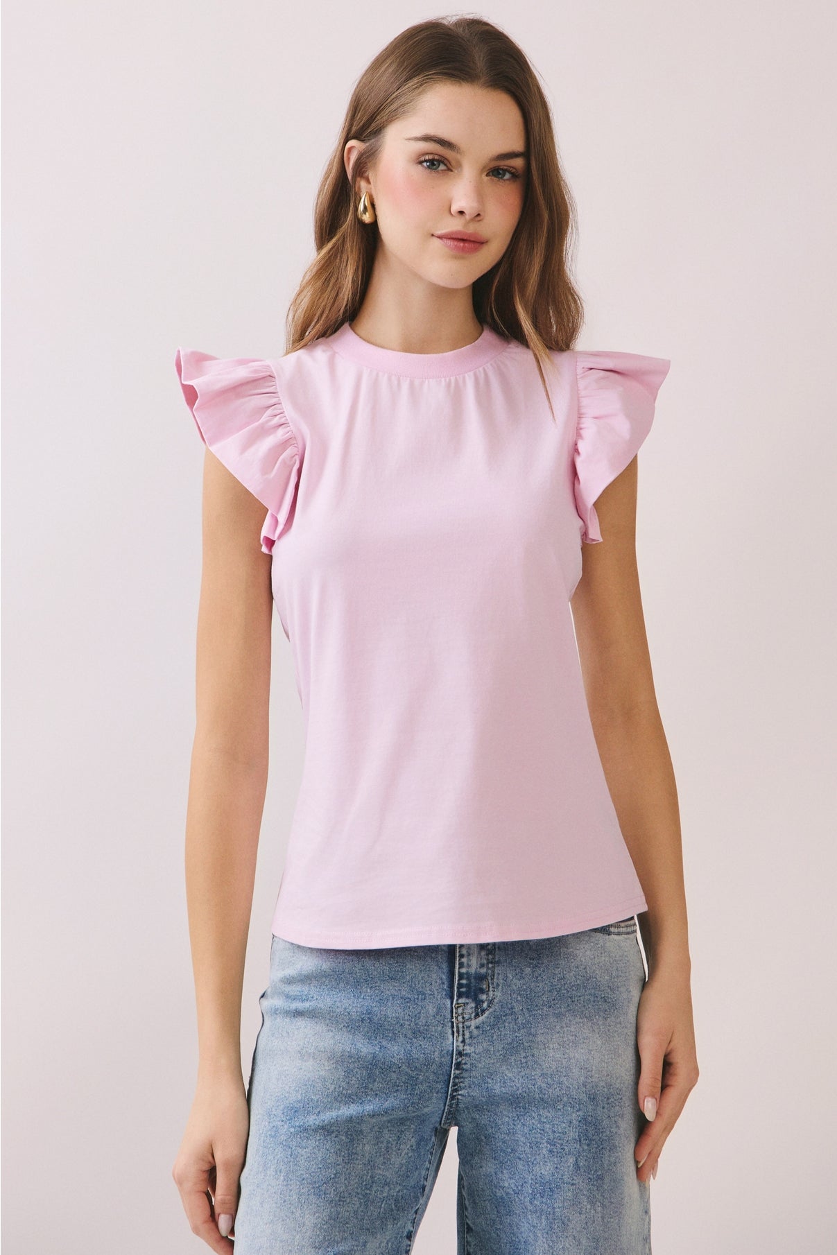 Light Pink Ruffle Sleeve Top